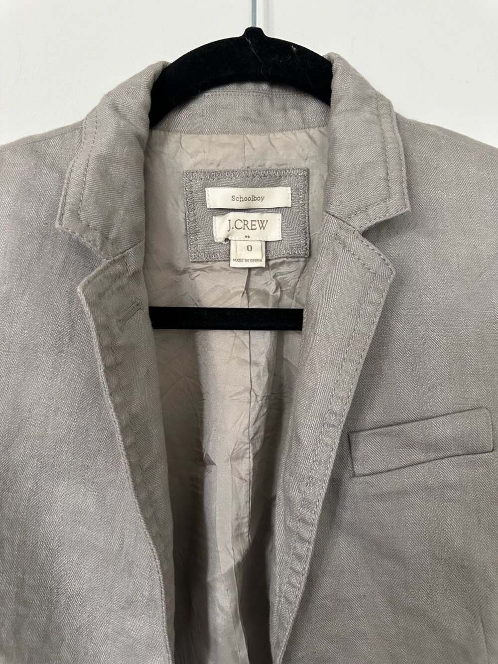 Linen J. Crew Schoolboy Blazer Sport Coat Women Size 0 Gray